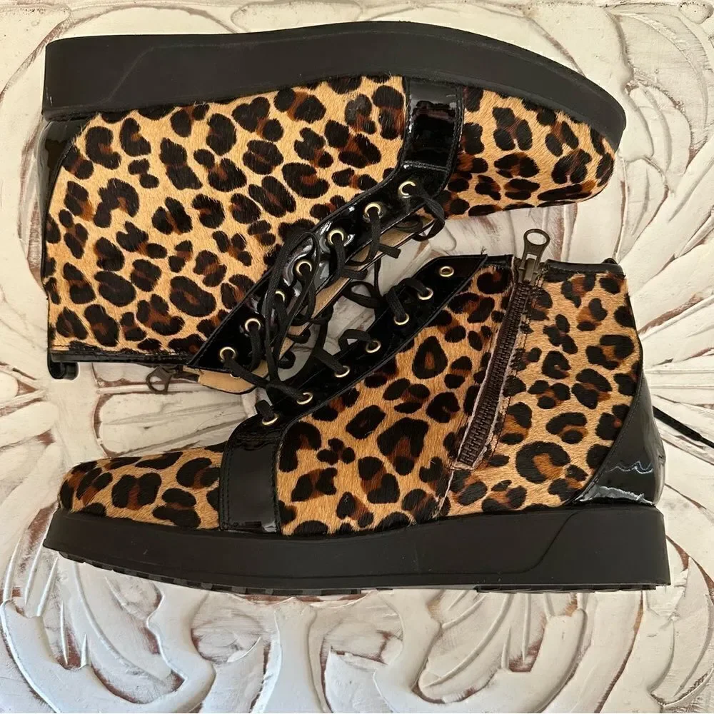 Ukies Alberta leopard Print Calf Hair shoes size 7.5